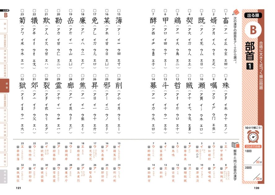 漢字検定3級問題集の「部首」についてのページ画像