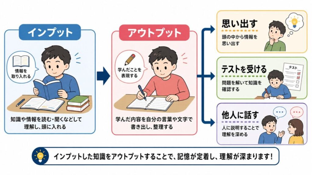 インプット、アウトプット、学習方法のイメージ画像